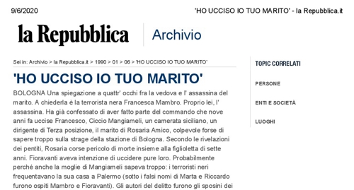 La Mambro parla con la moglie di Mangiameli (Clik articolo)
