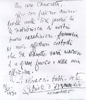 Scritto di D'Annunzio autografato. (Click CC license)