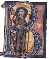 Bernardo di Chiaravalle, miniatura in un manoscritto del 1267 circa (click CC License)